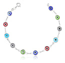 Pulseira Prata 925 Olho Grego Colorido Céu de Prata 19cm